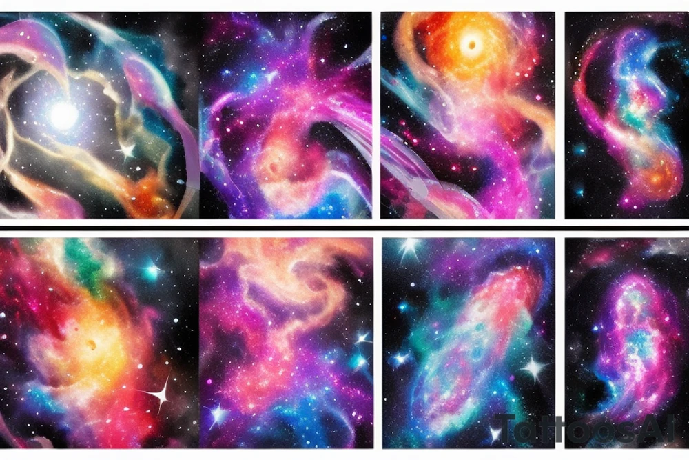 space blackhole colorful galaxy nebula blast swirl tattoo idea