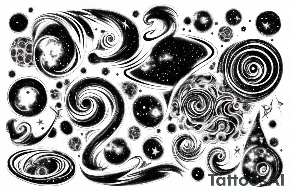 space blackhole colorful galaxy nebula blast swirl tattoo idea