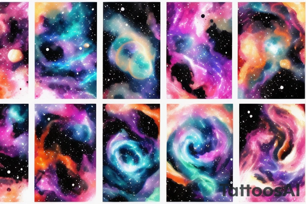 space blackhole colorful galaxy nebula blast swirl tattoo idea