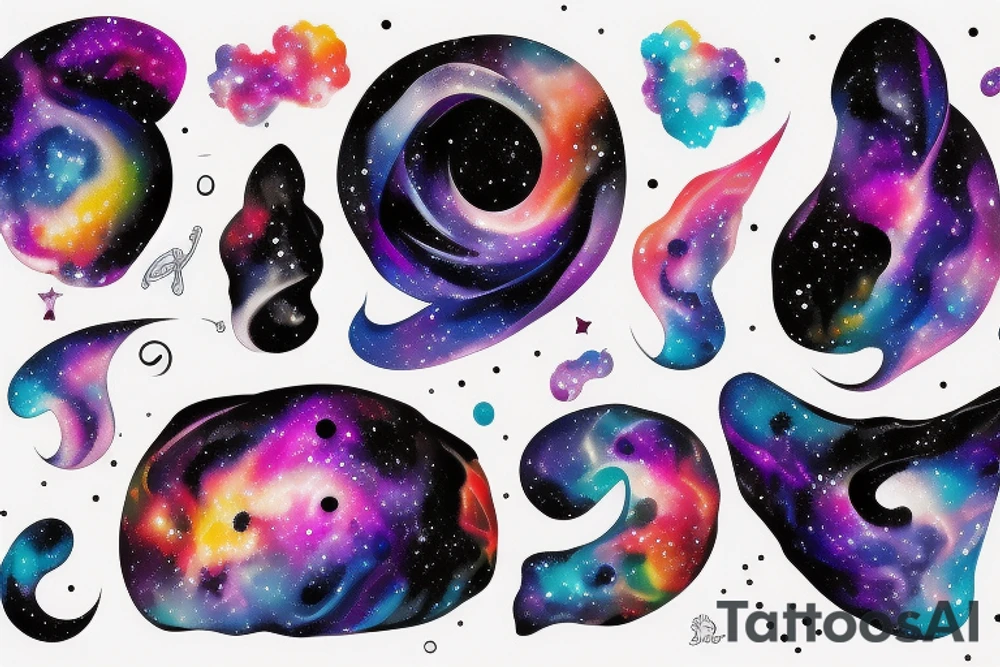 space blackhole colorful galaxy nebula blast swirl tattoo idea