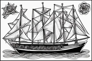 old diagram of sailing ship from centuries ago, old almanac tattoo idea
