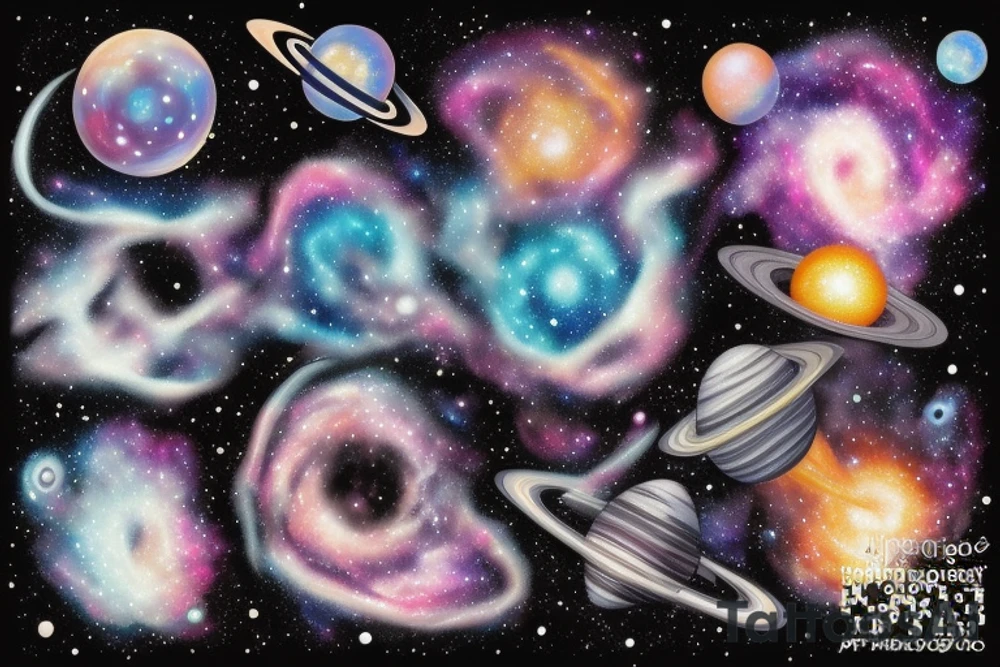 space blackhole colorful galaxy nebula blast black_hole tattoo idea
