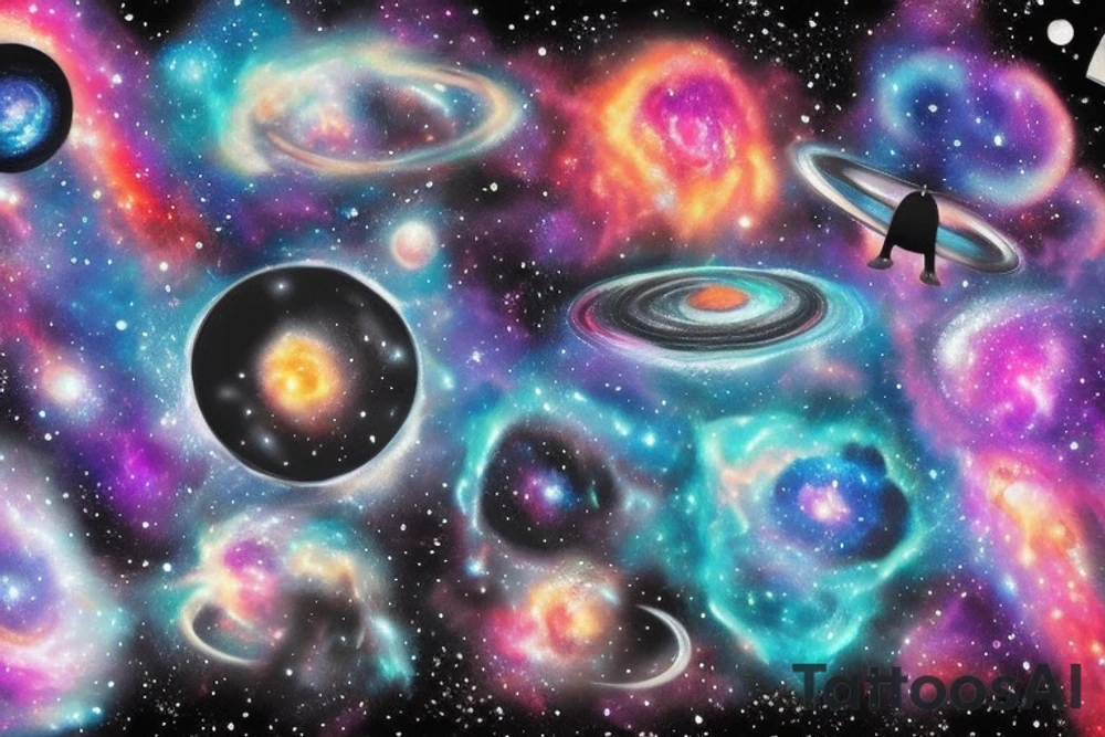 space blackhole colorful galaxy nebula blast black_hole tattoo idea