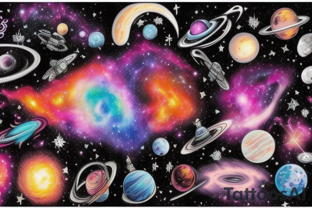 space blackhole colorful galaxy nebula blast black_hole tattoo idea