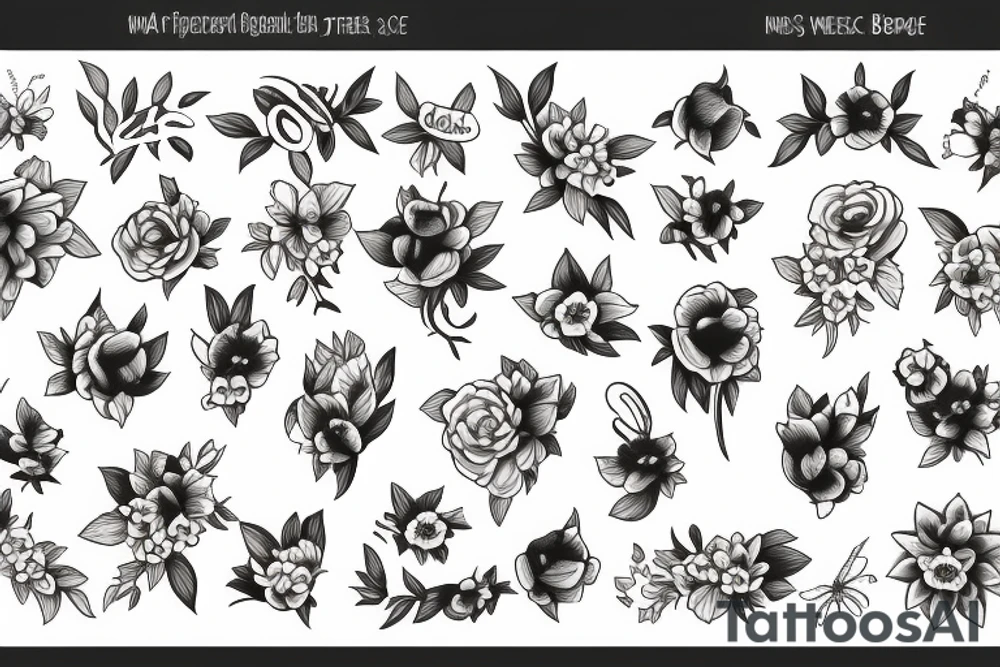 A flower and bees tattoo idea