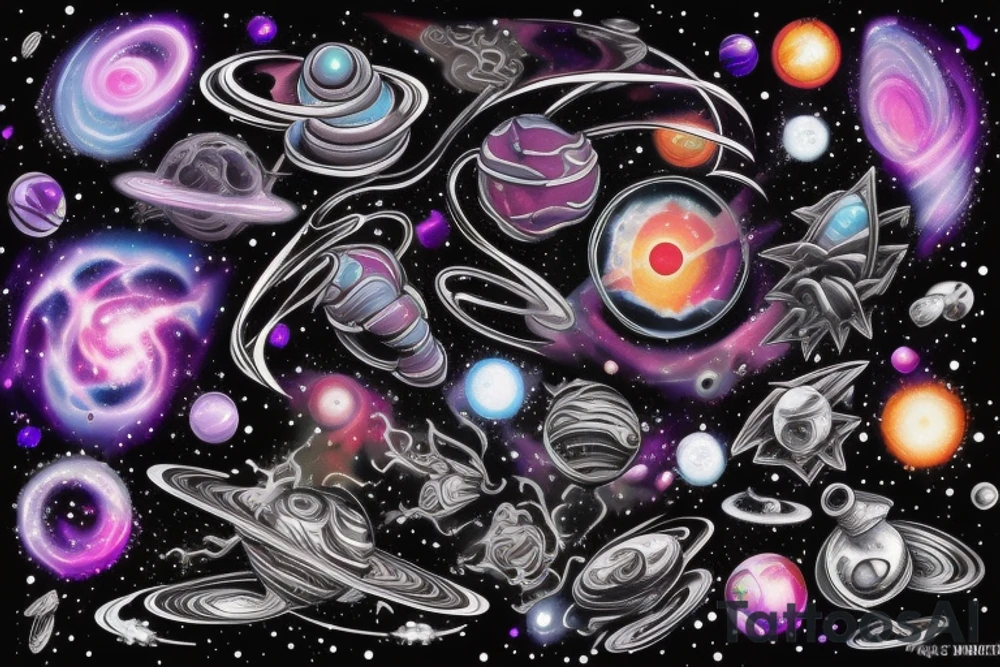 space blackhole colorful galaxy nebula blast black_hole tattoo idea