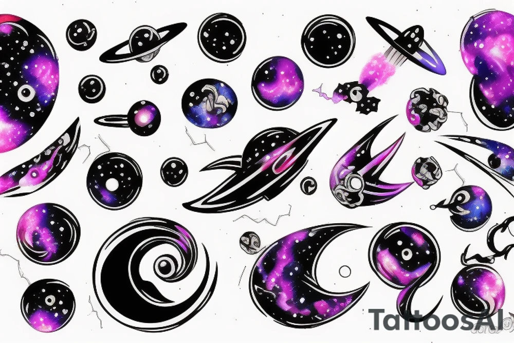 space blackhole colorful galaxy nebula blast black_hole tattoo idea