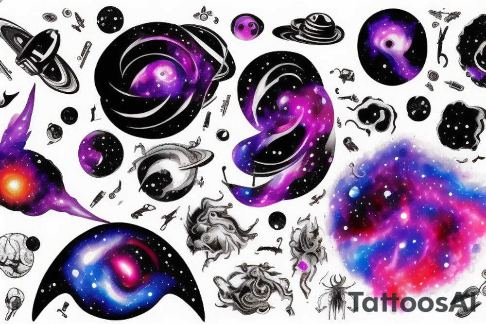 space blackhole colorful galaxy nebula blast black_hole tattoo idea