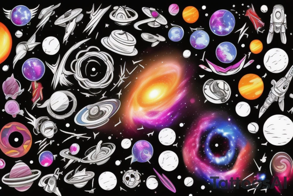 space blackhole colorful galaxy nebula blast black_hole tattoo idea