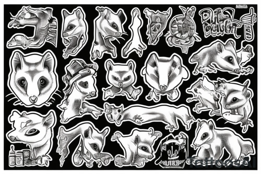 Possum in the shape of kentucky tattoo idea