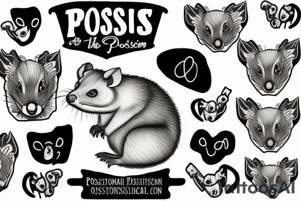 Opossum in the shape of Kentucky tattoo idea