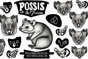 Opossum in the shape of Kentucky tattoo idea