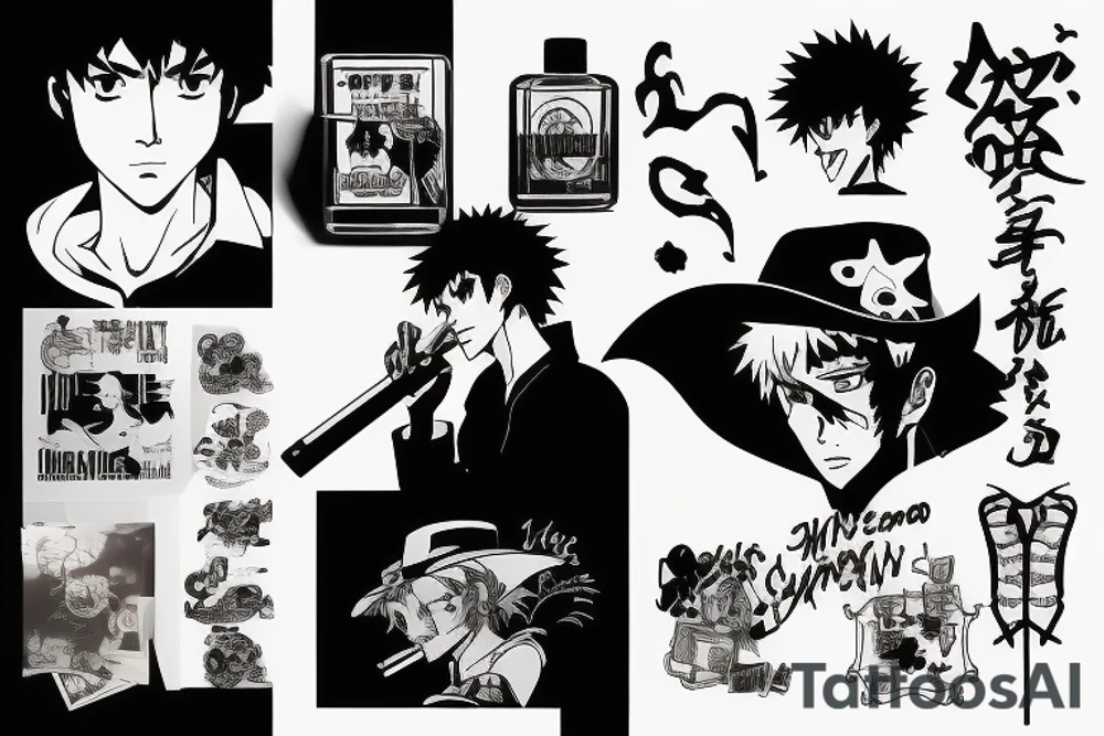 Spike from Cowboy Bebop smoking a cigarette tattoo idea Spike from Cowboy Bebop smoking a cigarette tattoo idea