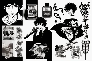 Spike from Cowboy Bebop smoking a cigarette tattoo idea