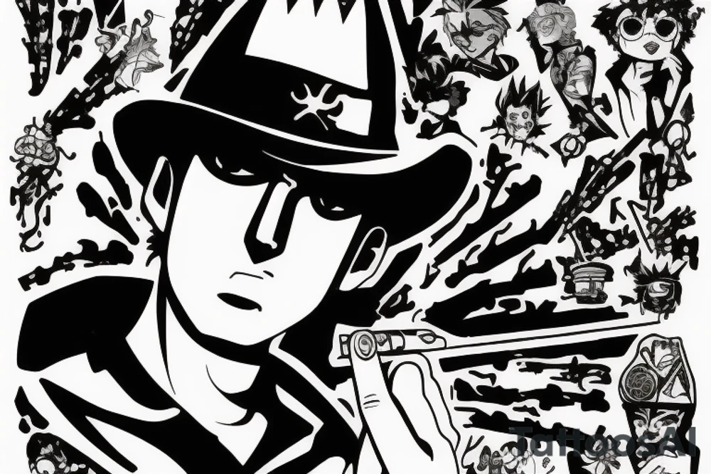 Spike from Cowboy Bebop smoking a cigarette tattoo idea Spike from Cowboy Bebop smoking a cigarette tattoo idea