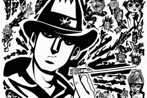 Spike from Cowboy Bebop smoking a cigarette tattoo idea