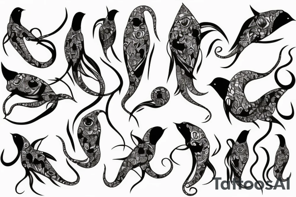 Squid bird tattoo idea
