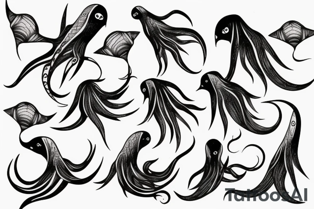 Squid bird tattoo idea