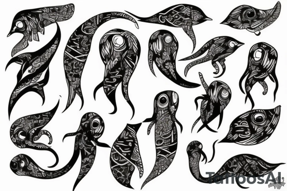 Squid bird tattoo idea