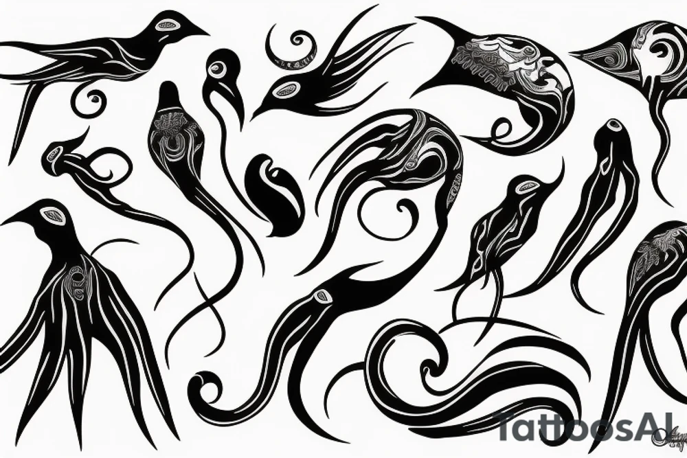Squid bird tattoo idea
