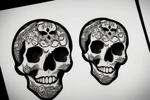 A skull with violets coming out of the eye sockets tattoo idea