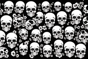 A skull with violets coming out of the eye sockets tattoo idea