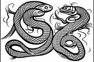 A snake and fish working together tattoo idea