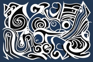 Dark blue and black abstract lines tattoo idea