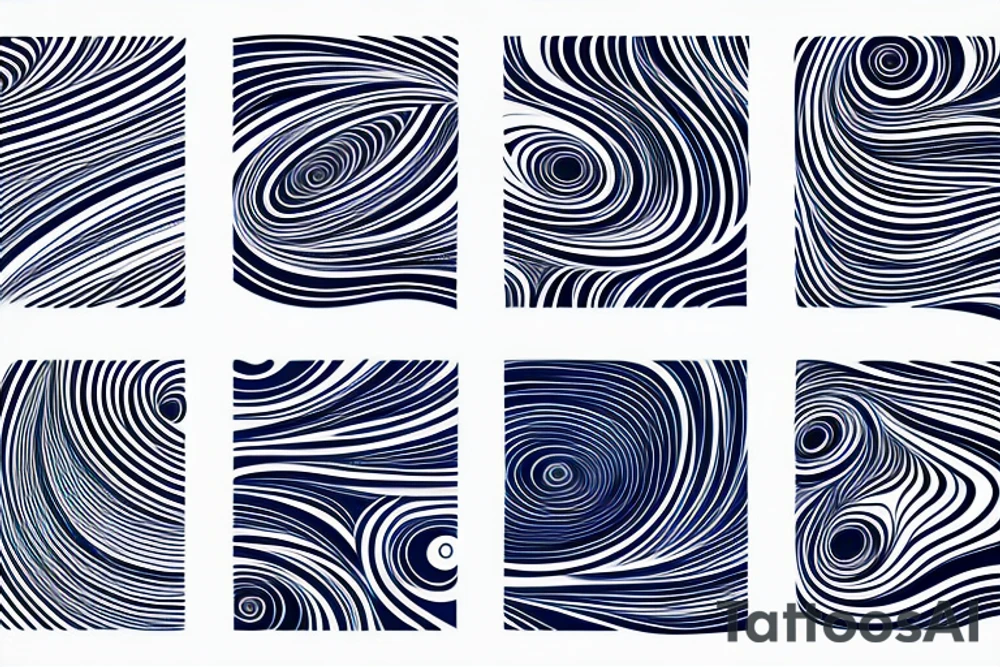 Dark blue and black abstract lines crossing swirling around tattoo idea