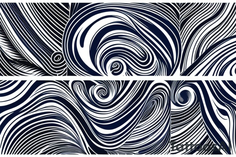 Dark blue and black abstract lines crossing swirling around tattoo idea