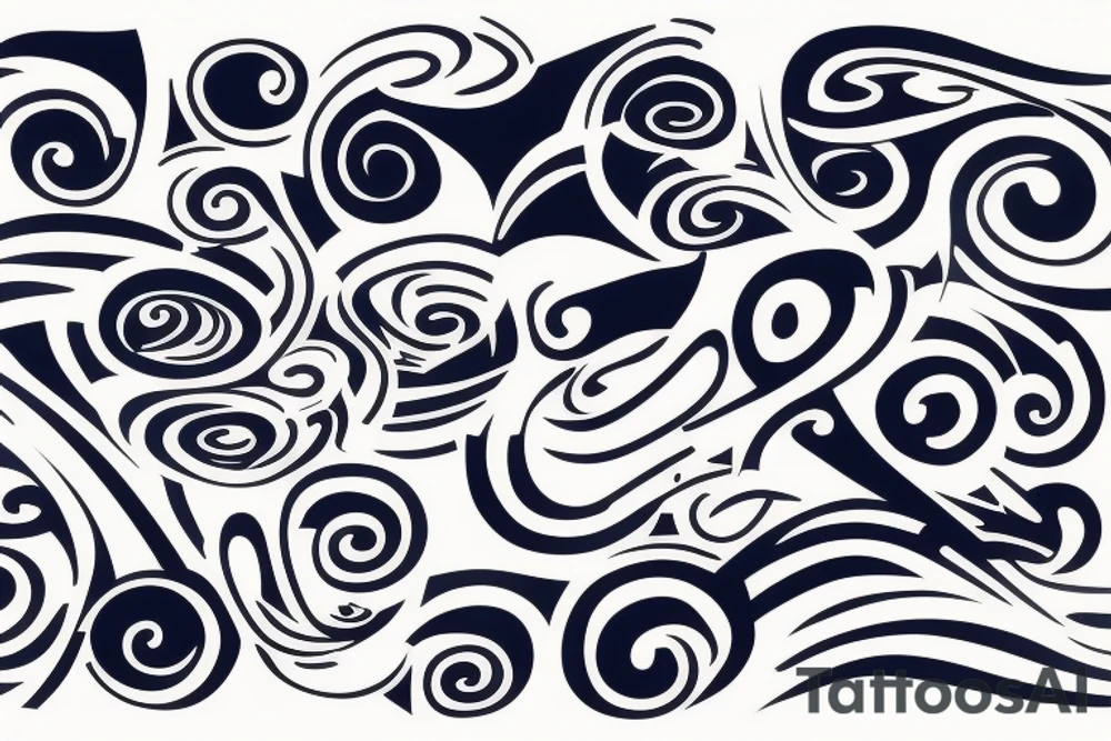 A few bigger Dark blue and black abstract lines crossing swirling around tattoo idea