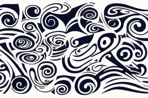 A few bigger Dark blue and black abstract lines crossing swirling around tattoo idea