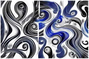 A few bigger Dark blue and black abstract lines crossing swirling around tattoo idea