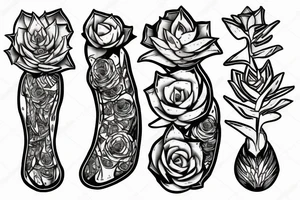 echeveria with veins as roots tattoo idea