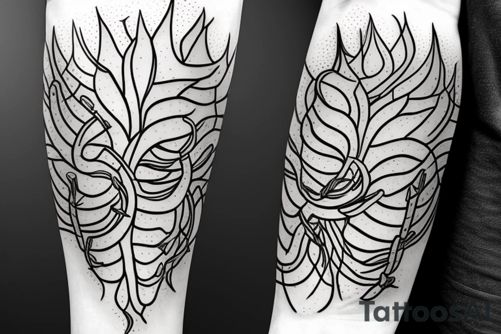 echeveria with veins as roots tattoo idea