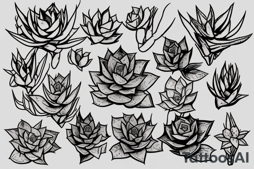echeveria with veins as roots tattoo idea