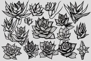 echeveria with veins as roots tattoo idea