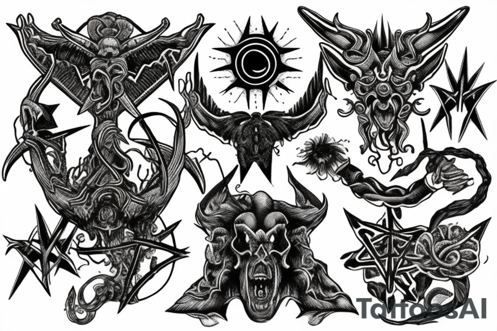 Brimstone, leviathan's cross, satanic symbol tattoo idea