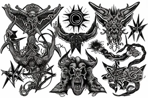 Brimstone, leviathan's cross, satanic symbol tattoo idea