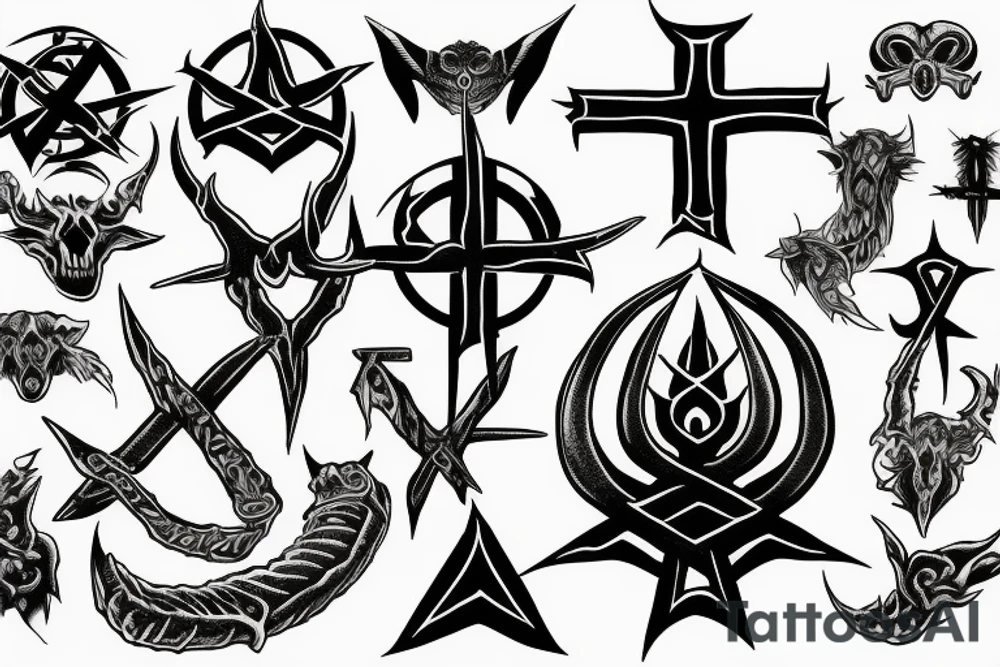 Brimstone, leviathan's cross, satanic symbol tattoo idea