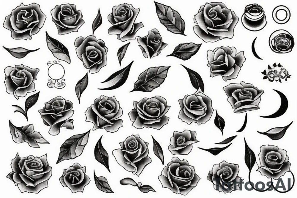 Rose with sun and moon tattoo idea