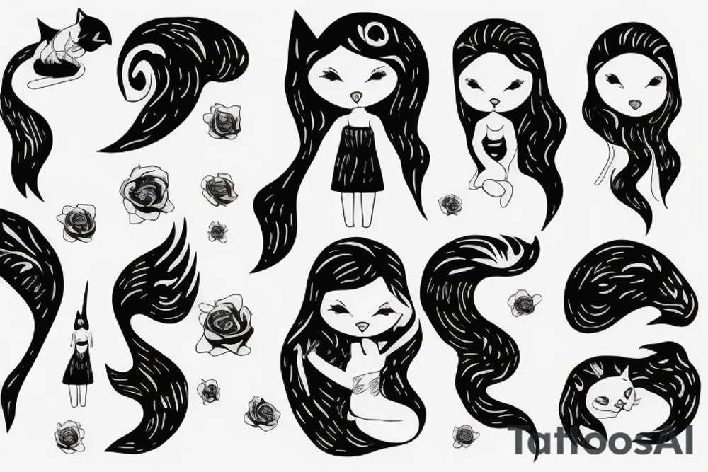 Angel with cat tattoo idea