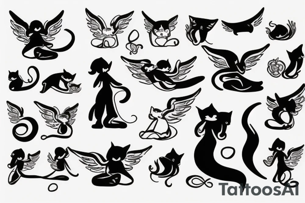 Angel with cat tattoo idea