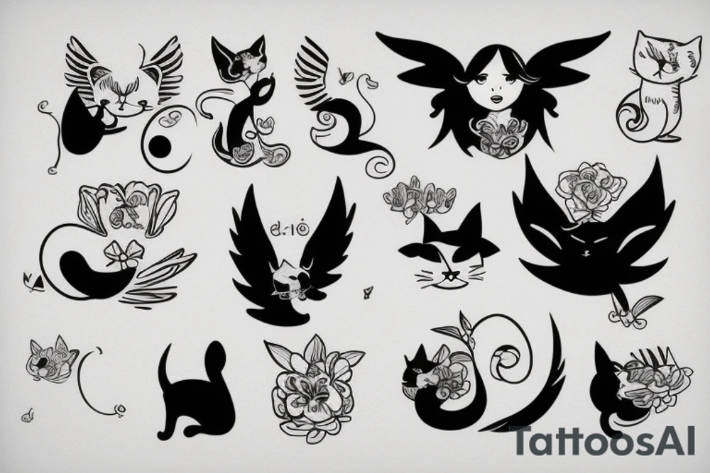Angel with cat tattoo idea