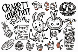 Cartoon of carrot holding a sign that says “Carrots for color” tattoo idea