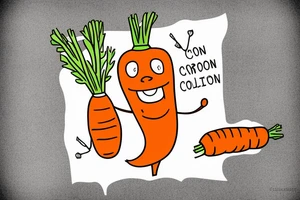 Cartoon of carrot holding a sign that says “Carrots for color” tattoo idea