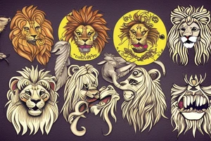 Lion with sparrow in its mouth tattoo idea