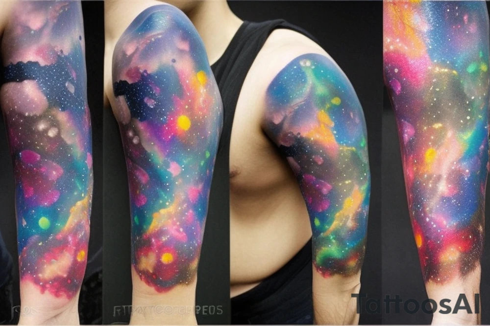 Colorful galaxy tattoo with black hole tattoo idea