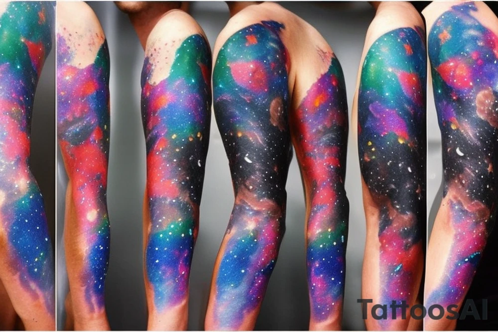 Colorful galaxy tattoo with black hole tattoo idea