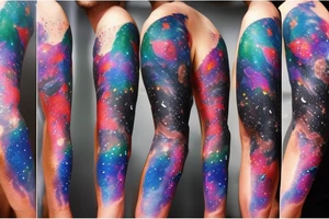 Colorful galaxy tattoo with black hole tattoo idea